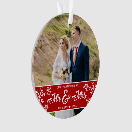 新婚クリスマス初のスノーフレークさんの写真 オーナメント (正面)