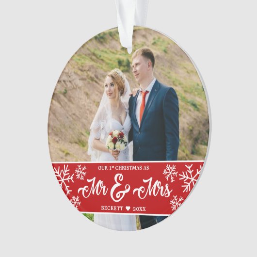 新婚クリスマス初のスノーフレークさんの写真 オーナメント (正面)