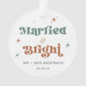 新婚クリスマス飾り写真結婚した&ブライト オーナメント (正面)