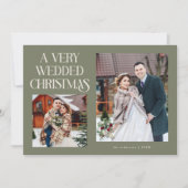 新婚クリスマス おしゃれな新婚夫婦の写真入りグリーンカード シーズンカード (正面)