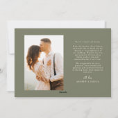 新婚クリスマス おしゃれな新婚夫婦の写真入りグリーンカード シーズンカード (裏面)