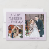 新婚クリスマス おめでとう パープルの写真入りカード シーズンカード (正面)