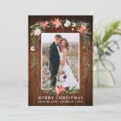 新婚クリスマス ウッド ウォーターカラー ウィンター フローラル シーズンカード (スタンド正面)
