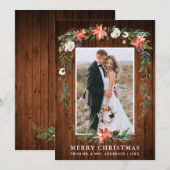 新婚クリスマス ウッド ウォーターカラー ウィンター フローラル シーズンカード (正面/裏面)