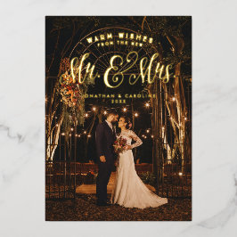 新婚クリスマス Mr. and Mrs. 1 枚の写真で温かい願い 箔シーズンカード