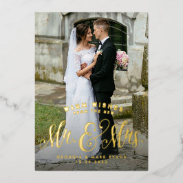 新婚クリスマス Mr. and Mrs. 1 枚の写真と温かい願い 箔シーズンカード