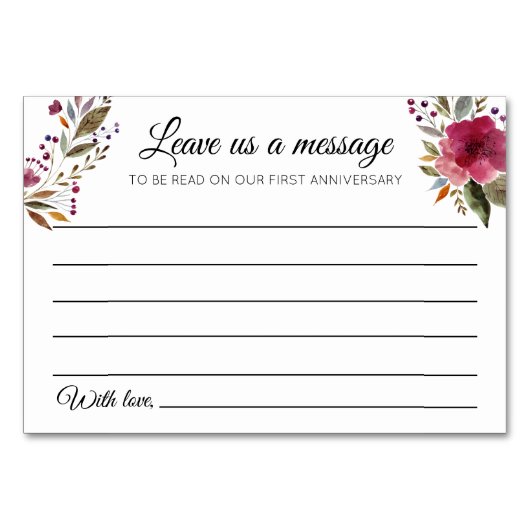 新婚ゲストブックウェディングカードへのメッセージ テーブルナンバー (正面)