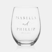 新婚シンプルエレガント者の名前を新婚結婚者に ステムなしワイングラス (正面)