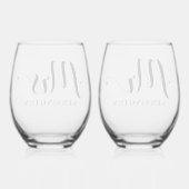 新婚タイポグラフィ夫妻結婚 ステムなしワイングラス (裏面)