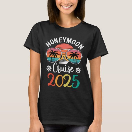 新婚ハネムーン クルーズ 2025 おそろい カップル Tシャツ (正面)