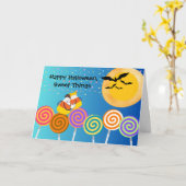 新婚ハロウィーンとキャンディーコーンカップル カード (黄色い花)