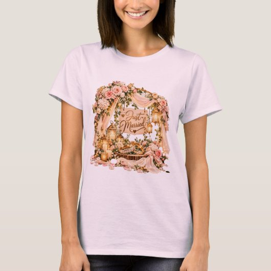 新婚バラ色ロマンティック Tシャツ (正面)