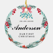 新婚パーソナライズされたオーナメント セラミックオーナメント (裏面)