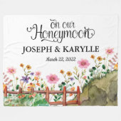 新婚パーソナライズされた者のためのハネムーン毛布 フリースブランケット (正面(横))