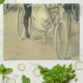 新婚ビクトリアン結婚自転車 キッチンタオル (折り畳み)