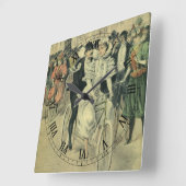 新婚ビクトリアン結婚自転車 スクエア壁時計 (傾斜)