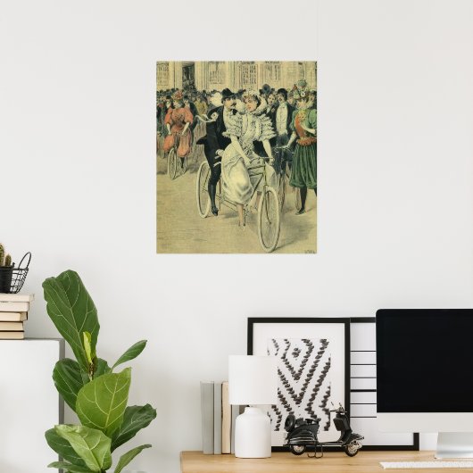 新婚ビクトリアン結婚自転車 ポスター (ホームオフィス)