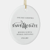 新婚フォトのクリスマス 初めてのクリスマスを保存する日付 セラミックオーナメント (右)