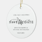 新婚フォトのクリスマス 初めてのクリスマスを保存する日付 セラミックオーナメント (左)