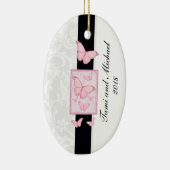 新婚フォトクリスマスオーナメントテンプレート セラミックオーナメント (右)