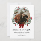 新婚フォトクリスマスカード Married & Bright シーズンカード (正面)