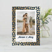 新婚フォトクリスマスブルー金ゴールド シーズンカード (スタンド正面)