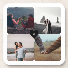 新婚フォトコラージュとモノグラム コースター