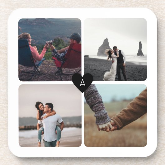 新婚フォトコラージュとモノグラム コースター (正面)