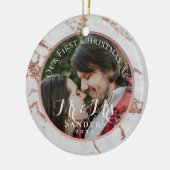 新婚フォトバラ金ゴールドグリッターマーブルクリスマス セラミックオーナメント (左)