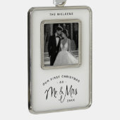 新婚フォトフレームのクリスマスオーナメント氏 シルバープレートフレームオーナメント (右)