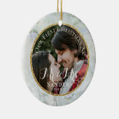 新婚フォト金ゴールドグリッター大理石クリスマスツリー セラミックオーナメント (右)