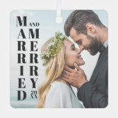 新婚フォト 結婚 メリークリスマス メタルオーナメント (正面)