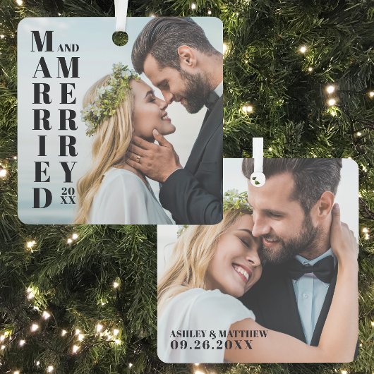 新婚フォト 結婚 メリークリスマス メタルオーナメント