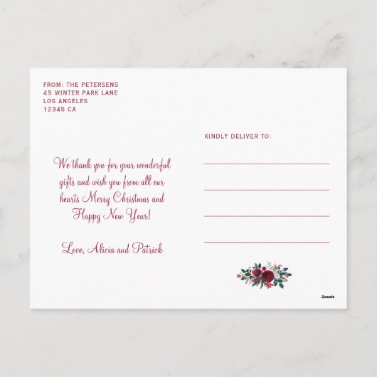 新婚フローラメリー結婚したリー写真クリスマス シーズンポストカード (裏面)