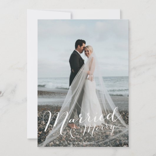 新婚フ結婚したメリーォトコラージュホリデーカード シーズンカード (正面)