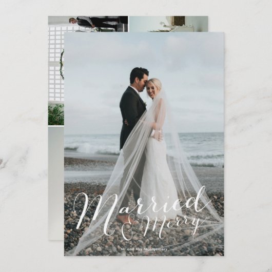 新婚フ結婚したメリーォトコラージュホリデーカード シーズンカード (正面/裏面)