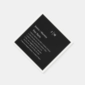 新婚ブラックのモノグラム結婚事実 スタンダードカクテルナプキン (角)