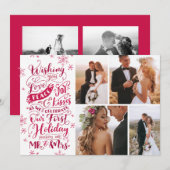 新婚ホリデー手描き | 赤 | 4枚の写真 シーズンカード (正面/裏面)