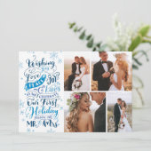 新婚ホリデー手描き | 青 | 4枚の写真 シーズンカード (スタンド正面)