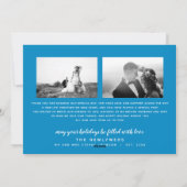 新婚ホリデー手描き | 青 | 4枚の写真 シーズンカード (裏面)