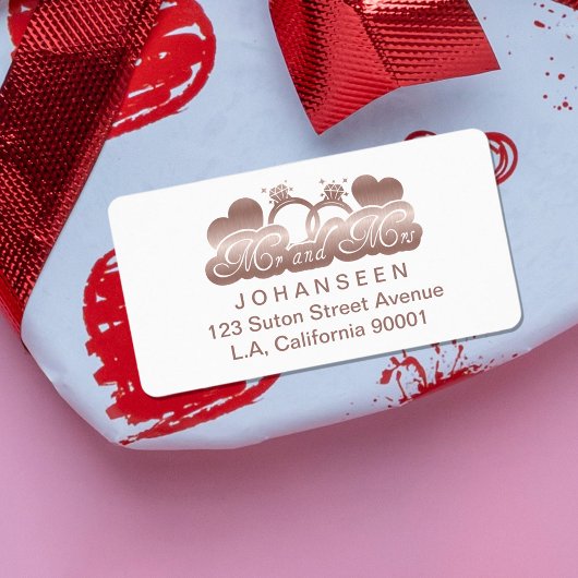 新婚ホワイト・ローズ金ゴールド差出人住所 ラベル