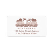 新婚ホワイト・ローズ金ゴールド差出人住所 ラベル (正面)