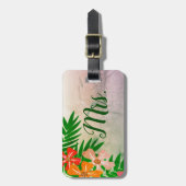 新婚ミセス妻トロピカルフラワーズラゲッジタグ ラゲッジタグ (正面縦)