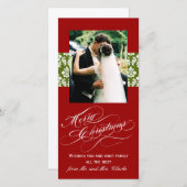 新婚メリークリスマスフォトカードグリーンダマスク シーズンカード (正面/裏面)