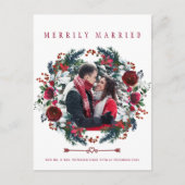 新婚モダンエレガント夫婦のクリスマス写真 シーズンポストカード (正面)