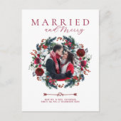 新婚モダンエレガント夫婦の写真クリスマス シーズンポストカード (正面)