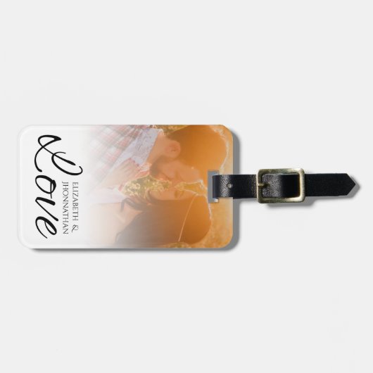 新婚モダン者のシンプル写真名とラブスクリプト名 ラゲッジタグ (正面横)