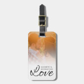 新婚モダン者のシンプル写真名とラブスクリプト名 ラゲッジタグ (正面縦)