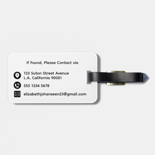 新婚モダン者のシンプル写真名とラブスクリプト名 ラゲッジタグ (裏面横)