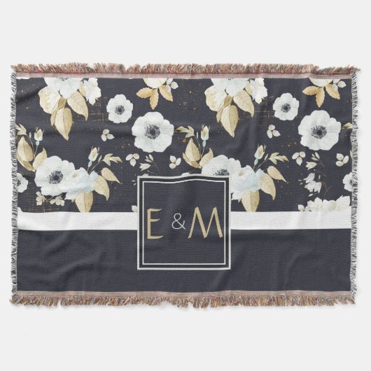 新婚モノグラムの者結婚のデコ・ギフト スローブランケット (正面)